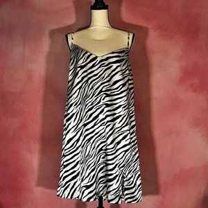 Faux Silk Zebra Print Mini Slip Dress XL